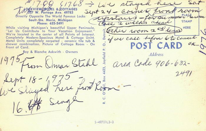 Lockview Motel & Cottages - Old Postcard (newer photo)